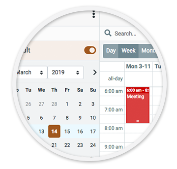 Vista de calendario con eventos programados