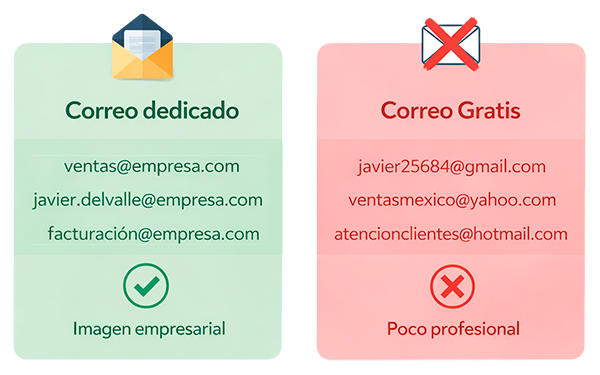 Comparativa correo dedicado vs correo gratuito