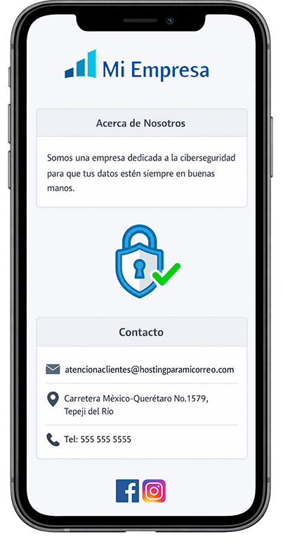 Página básica de presentación tipo tarjeta digital